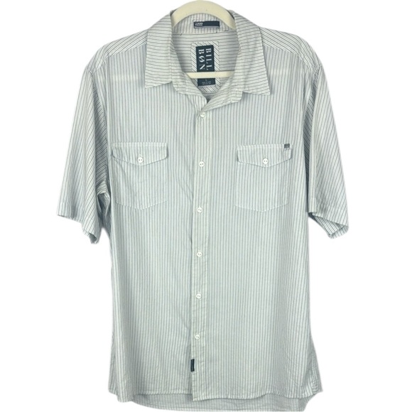 Billabong Other - Billabong Gray Stripped Casual Button Down Shirt Short Sleeves Size Large